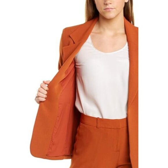Tahari ASL Womens Easy Notch Collar Jacket With Patch PKTS Orange Spice Size 6 - Picture 3 of 4
